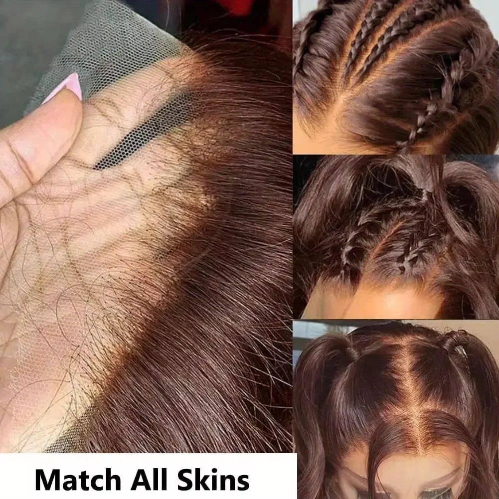 Body Wave HD Lace Front Human Hair Wigs 13x4 13x6 Chocolate Brown 200 Density HD Lace Frontal Wig Pre Plucked Wigs long Inches