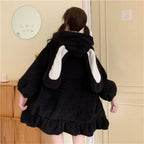Winter Hoodies Warm Kawaii Rabbit Ears Women Sweatshirt Girl Lolita Hooded Zip-up Casual Sweatshirts Harajuku Hoodie Long Sleeve