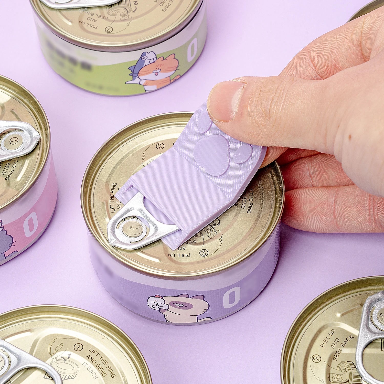 Cute Non-Slip Grip Cat Food Can Opener Easy-Clean Ergonomic Bottle Opener Cat Paw Plastic Canned Food Opener Cat Food Cans
