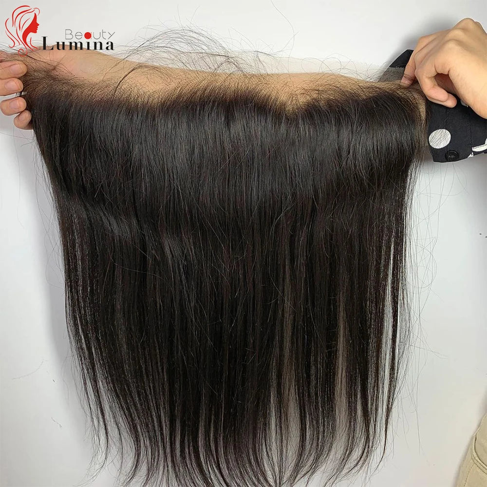 13x4 Lace Frontal Brazilian Straight Human Hair 5x5 Lace Closures Only Pre Plucked Natural Color Remy Hair 8-22 Inch