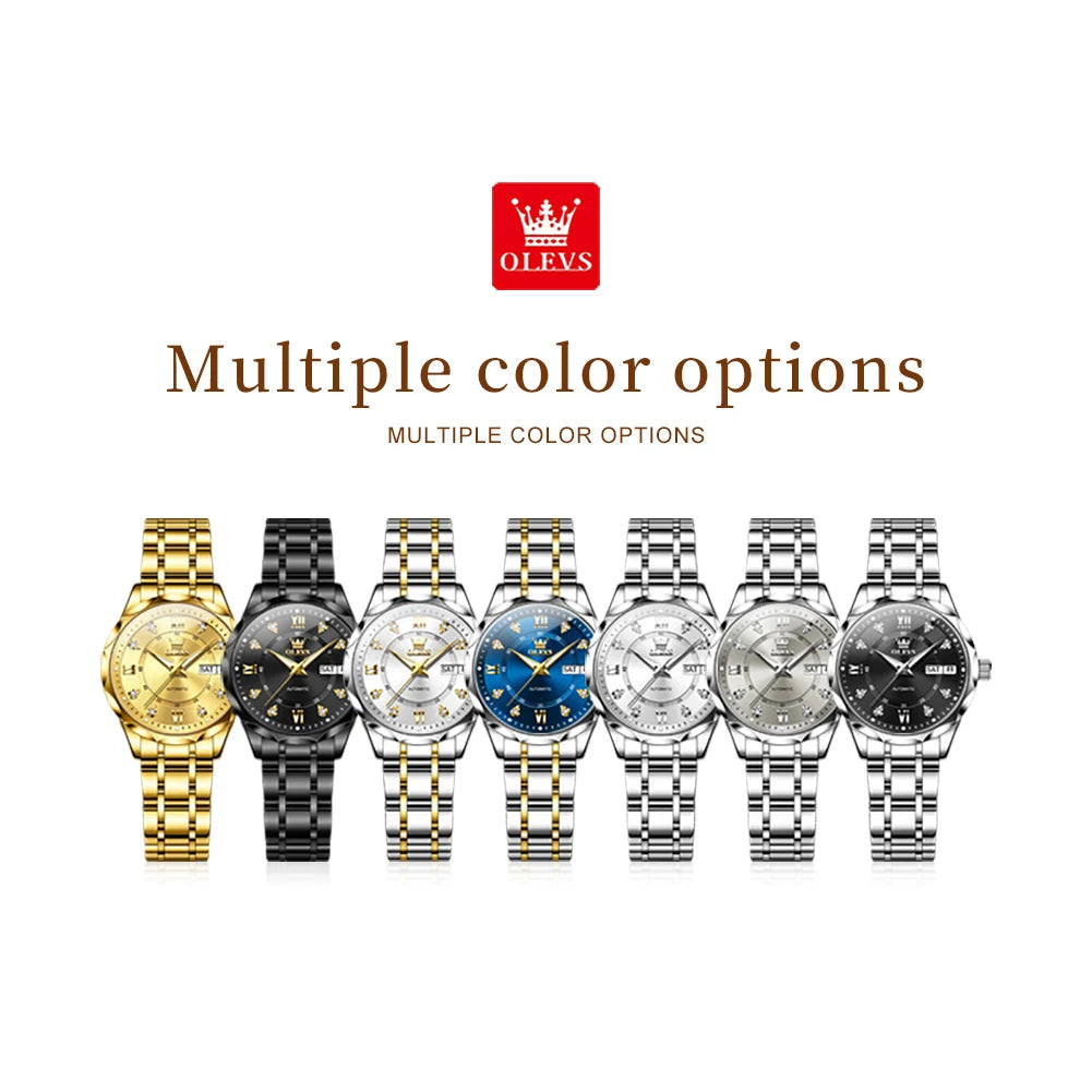 OLEVS 6727 Fashion Elegant Women's Automatic Mechanical Watches Simple Versatile 30m Waterproof Original Lady Wristwatch Genuine