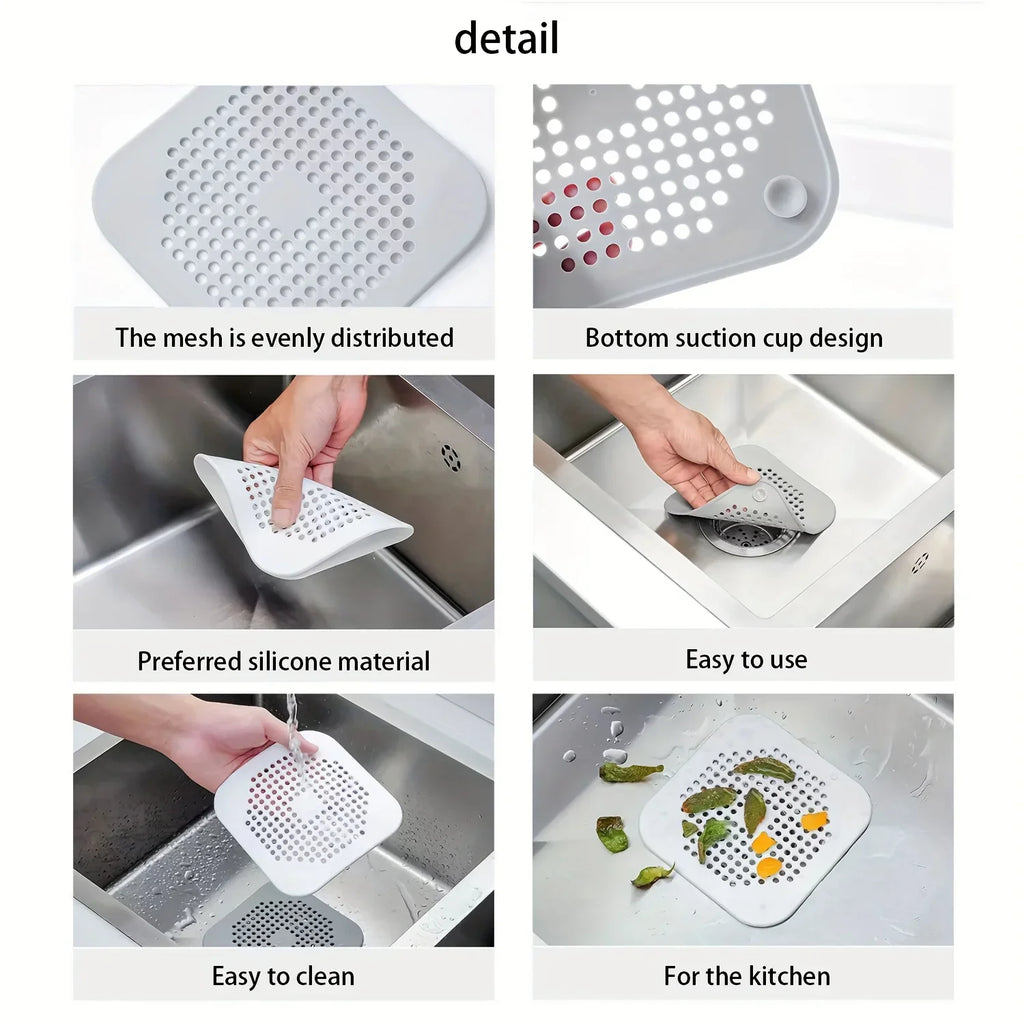 2 Pack Hair Catcher Brush+Strainer Anti-Clog Drain Stopper Shower Plug Anti-Odor Sink Parts Reusable Easy Install