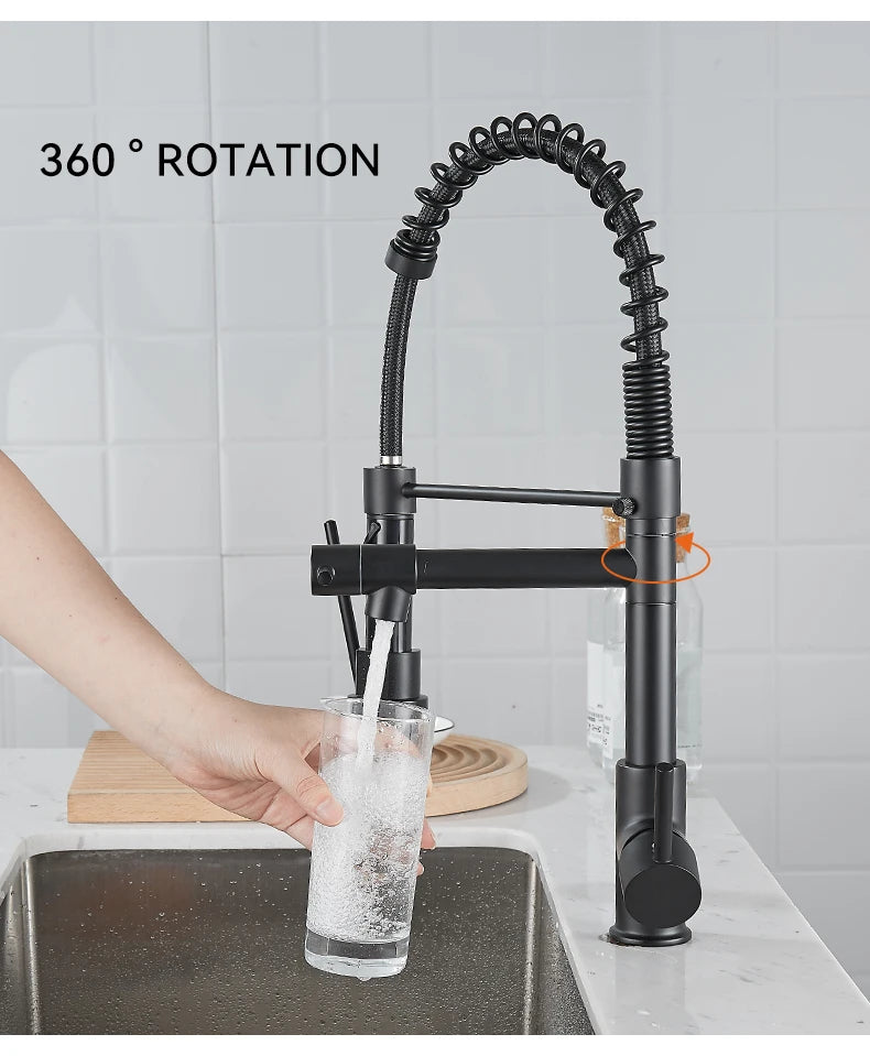 Kitchen Faucet with Pull Down Sprayer High Arc Single Handle Spring Kitchen Sink Faucet