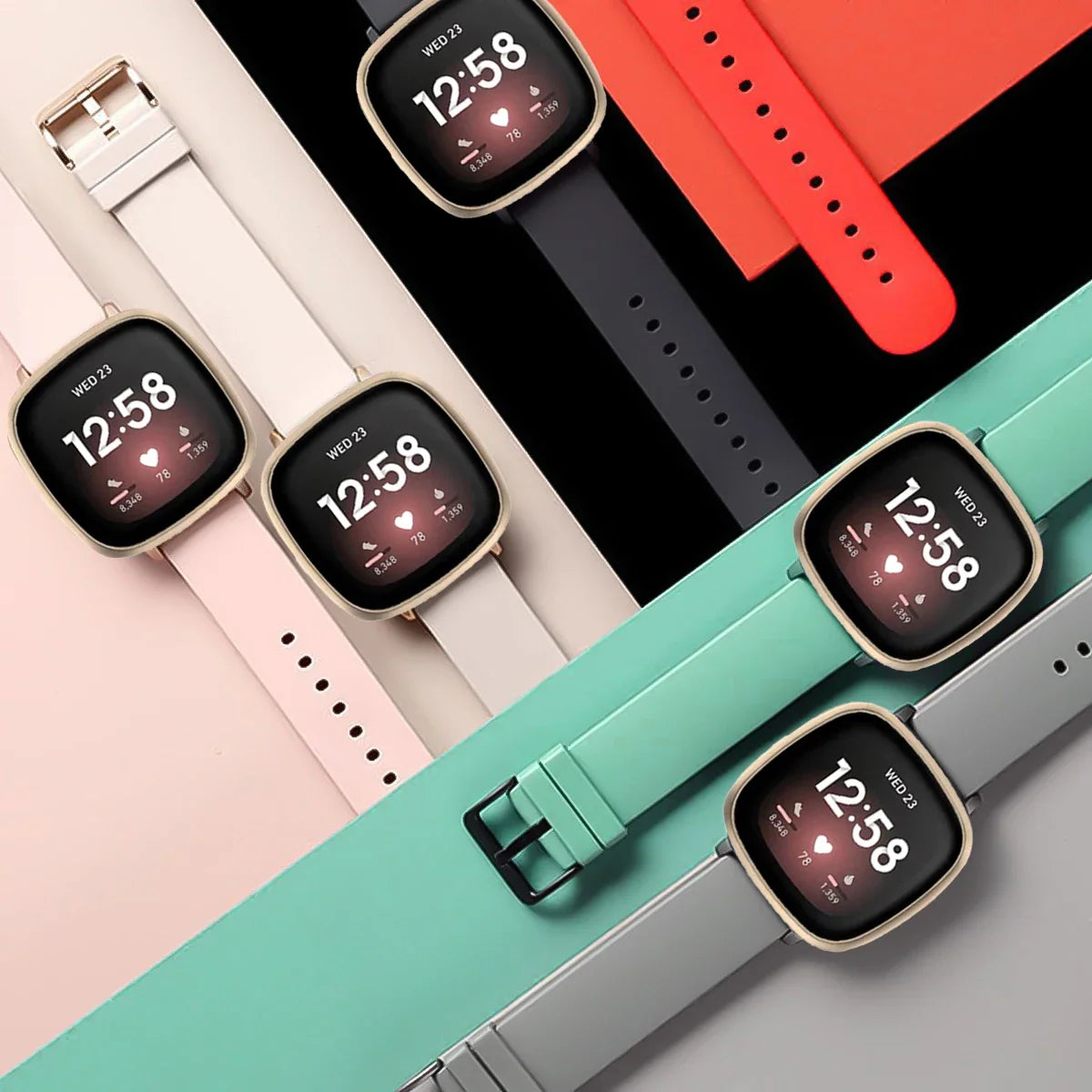 Silicone Strap For Fitbit Versa 4 3 2 1 Versa Lite Band SmartWatch Bracelet For Fitbit Sense/Sense 2 Correa Watchband Pin Buckle