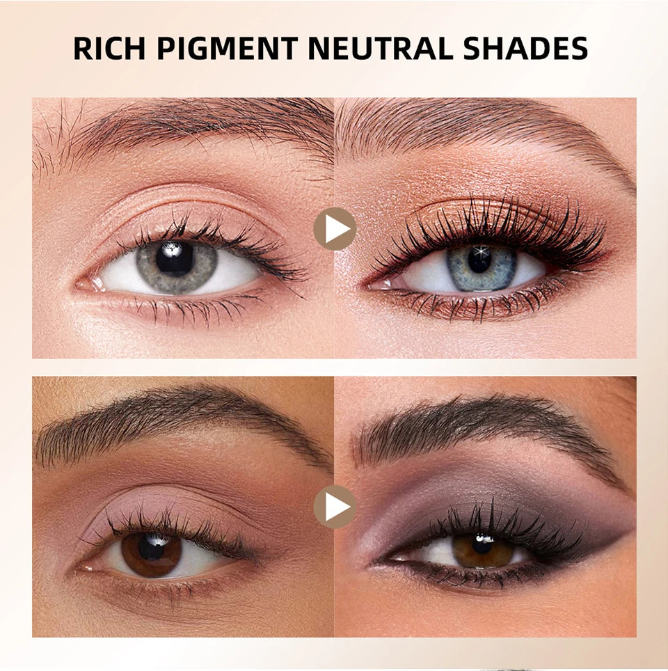 6 Colors Eyeshadow Palette Long-Lasting Rich Pigment Neutral Nude Tones Blendable Matte Shades Portable Daily Party Eye Makeup