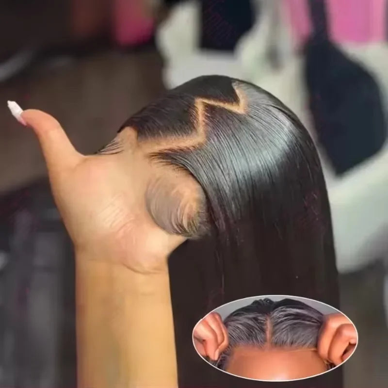 Straight Human Hair 13x6 13X4 Transparent HD Lace Front Wig 7x6 HD Lace Pre Plucked Wig 200 Density 40 42 Inches Natural Color Brazilian Hair Wig For Women Beginner Friendly
