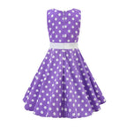 LPATTERN Girls' Vintage Rockabilly Dress Party Retro Polka Dot Floral Pattern A-line Dresses Pleated Skirt Knee-Length for 4-10Y