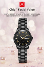 OLEVS 5563 Top Woman Watch Classic Business Diamond Scale Calendar Waterproof Ladies Wristwatch Original Quartz Watch for Women