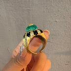 Vintage Pumpkin Blue Crystal Rings Open Finger Jewelry Black Dripping Oil Halloween Thanksgiving Day Accessories For Women 2025