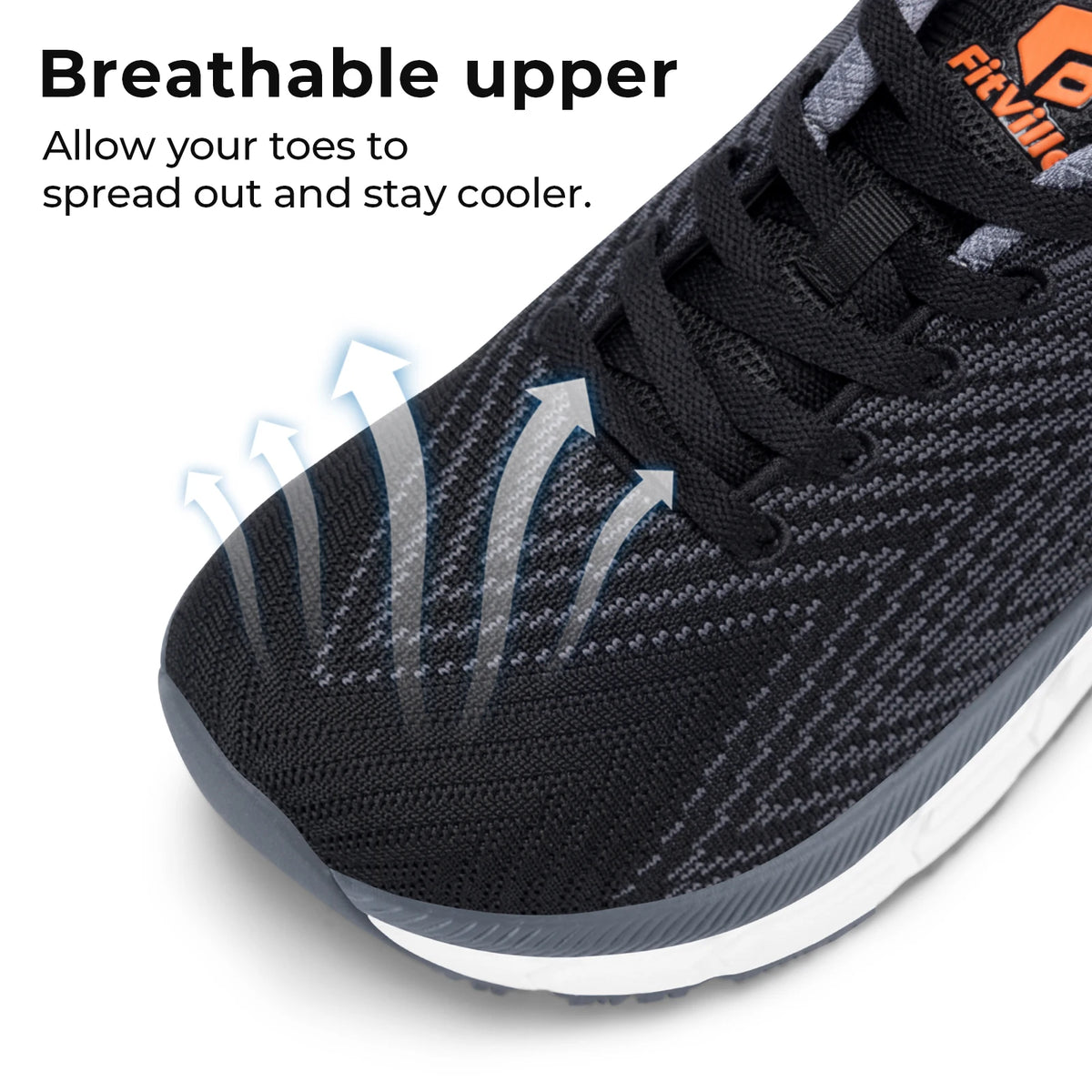FitVille Men'S Shoes Wide Toe Box Cushioned Extra Wide Width Non Slip Running Shoe Comfortable Lightweight Sneakers For Fat Feet