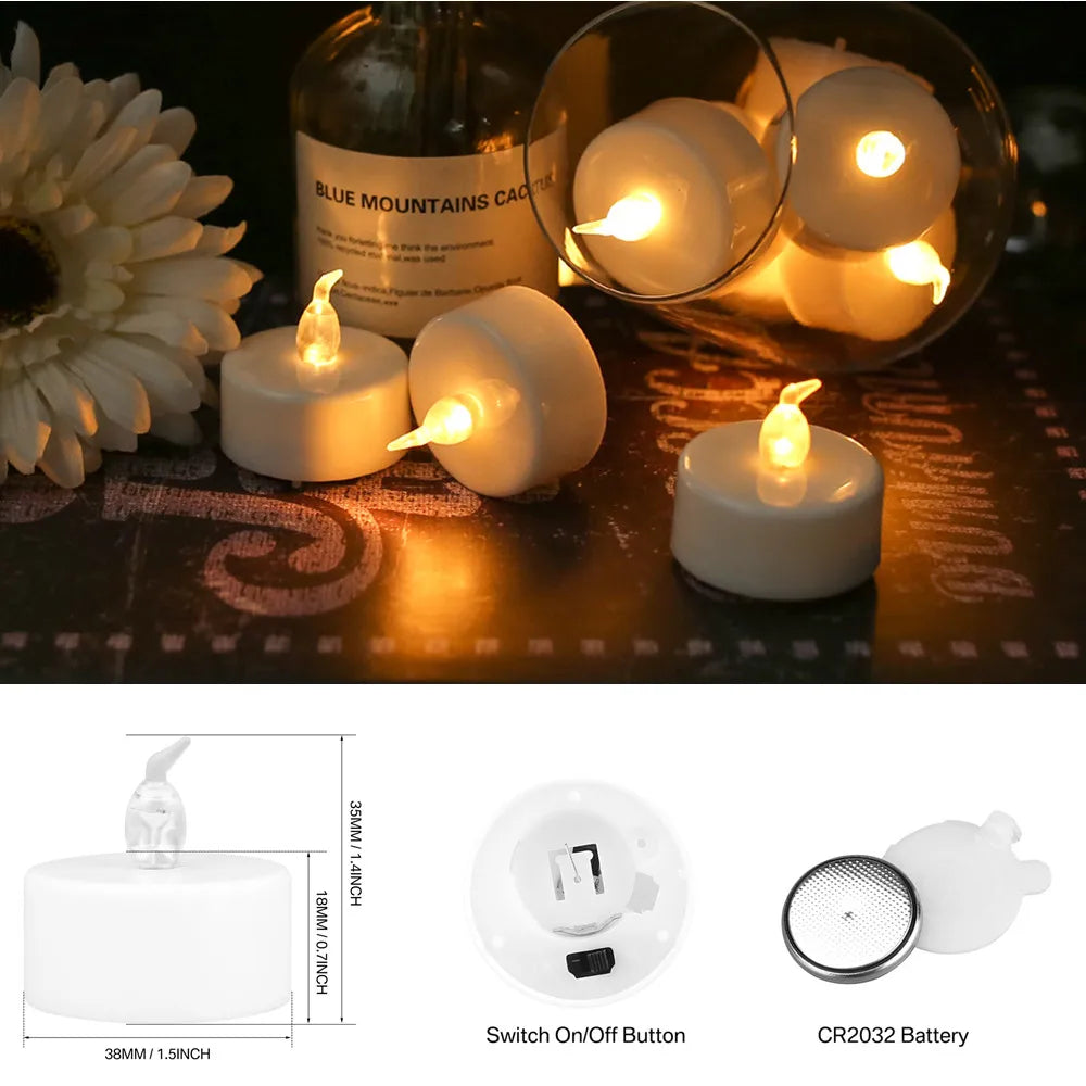 Flameless LED Electronic Candle with Remote Control LED Lighting with Flickering Flame Tea Lights Wedding Party Home Decor