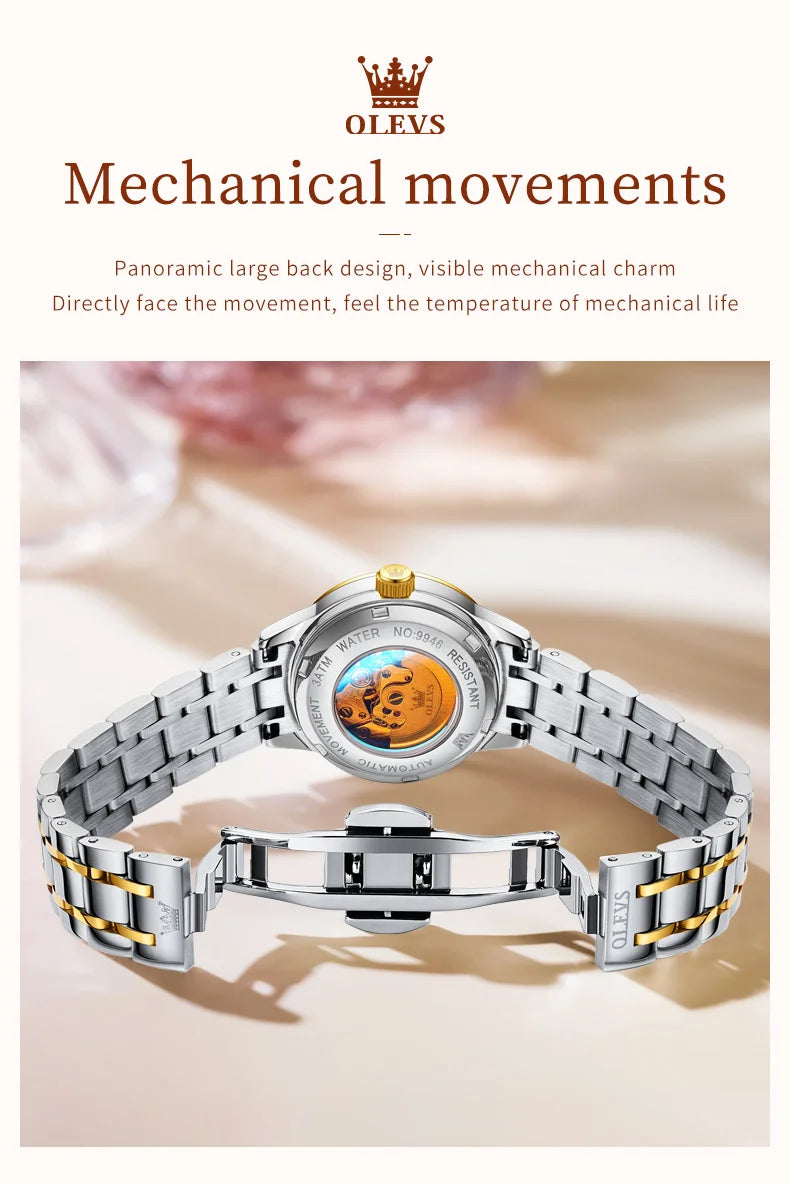 OLEVS 9946 Women Watch Auto Date Stainless steel Waterproof Luminous Automatic Mechanical Watch