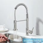 Brushed Nickel/Black Kitchen Faucet Single Handle High Arc Pull down Spray Sink Faucet with Lever Handle in Stainless Steelk