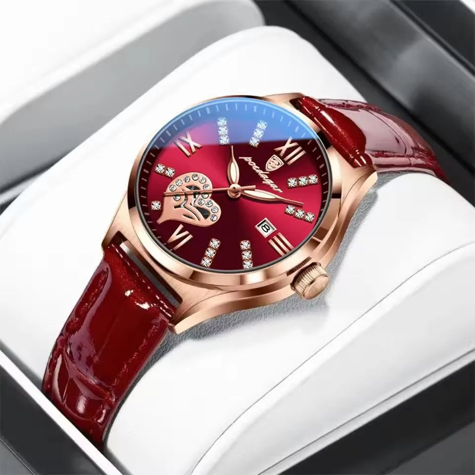 POEDAGAR Luxury Casual Watches For Women Waterproof Calendar Leather Ladies Watch High Quality Fashion Woman's Quartz Wristwatch