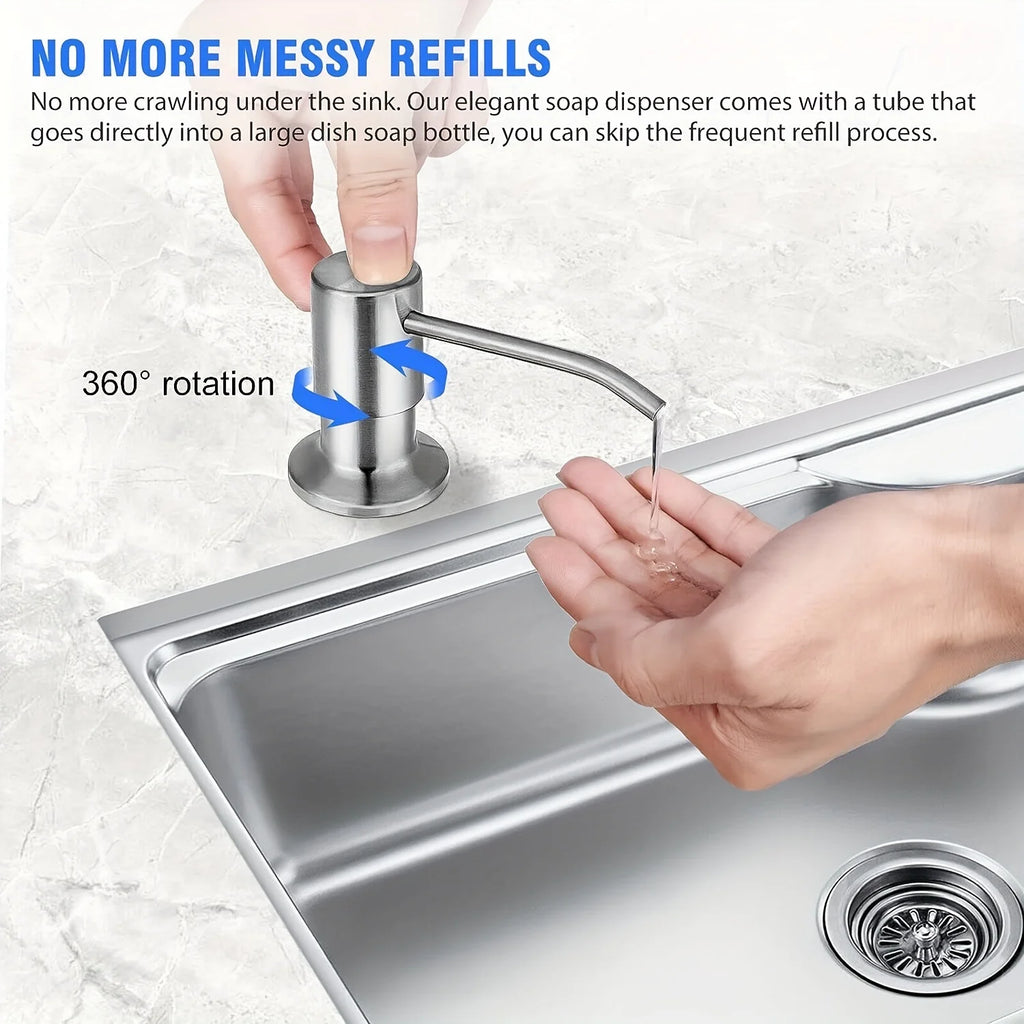 Sink Soap Dispenser for Kitchen Sink, Countertop Built in Sink Soap Dispenser with 40 Inch Extension Tube Kit