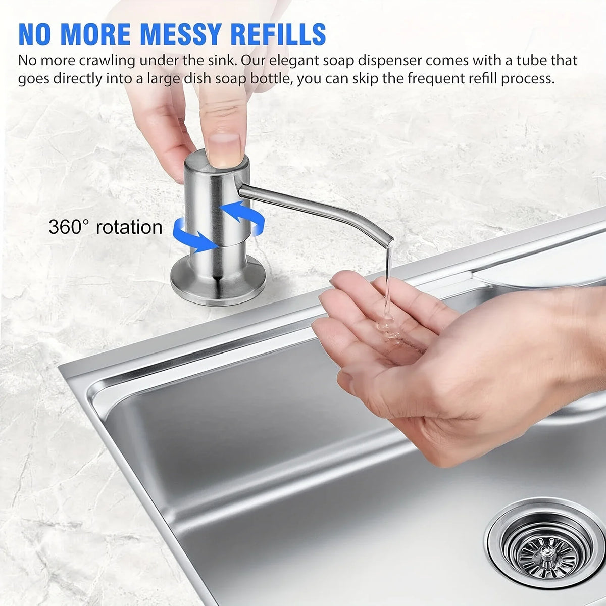 Sink Soap Dispenser for Kitchen Sink, Countertop Built in Sink Soap Dispenser with 40 Inch Extension Tube Kit