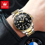 OLEVS 5885 Stainless Steel Calendar Luminous Mens Wristwatch Luxury Stainless Steel Waterproof Quartz Watch for Men Sport Reloj