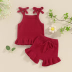 Pudcoco Toddler Baby Girl Summer Clothes Ribbed Sleeveless Button Front Cami Tops and Shorts Infant Outfits Set 0-18M