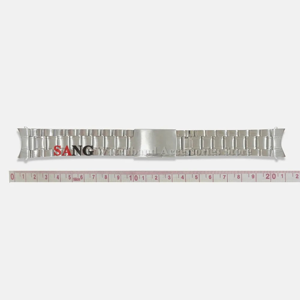 Curved End Watchband Men Women Metal Bracelets 20mm 22mm Stainless Steel Sport Strap Universal Replacement Wristband Accessories