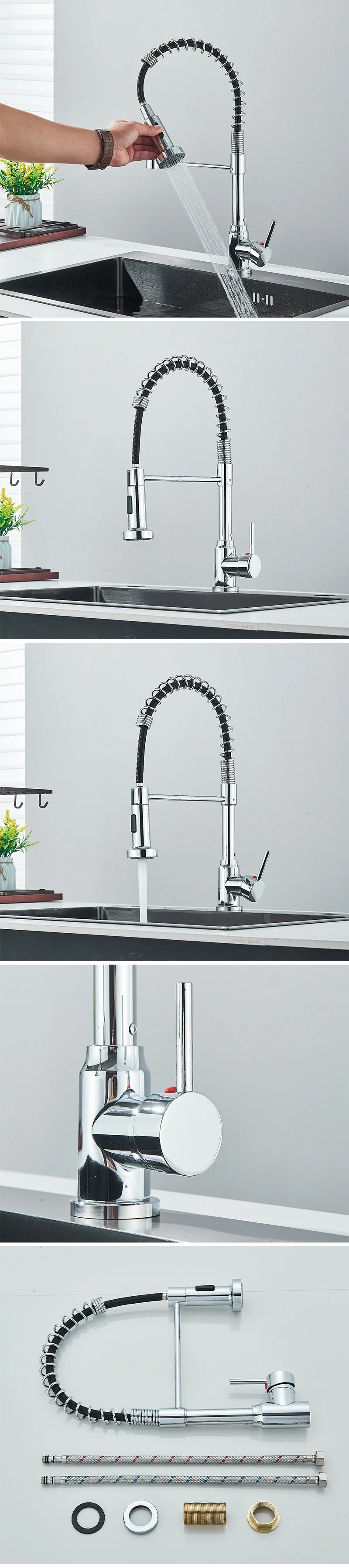 Shinesia Black Kitchen Faucet Stainless Steel Mixer Tap 360 Degree Rotation Stream Sprayer Nozzle Kitchen Sink Hot Cold Taps