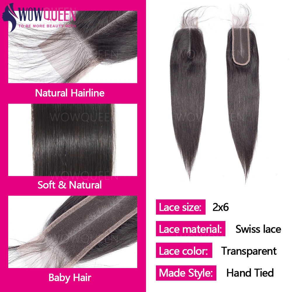 Straight Human Hair Bundles with Closure 2x6 4x4 Raw Brazilian Hair Extensions Weave 3 4 Bundles with 13x4 Transparent Frontal