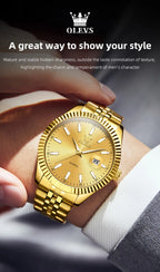 OLEVS 5593 Original Quatz Watch For Men Luxury Top Brand Stainless Steel Waterproof Auto Date HD Luminous Luxury Man Watch