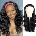 200% Density 20 Inch Body Wave Headband Wig Human Hair for Black Women None Lace Front Wigs Wear And Go Machine Made Headband