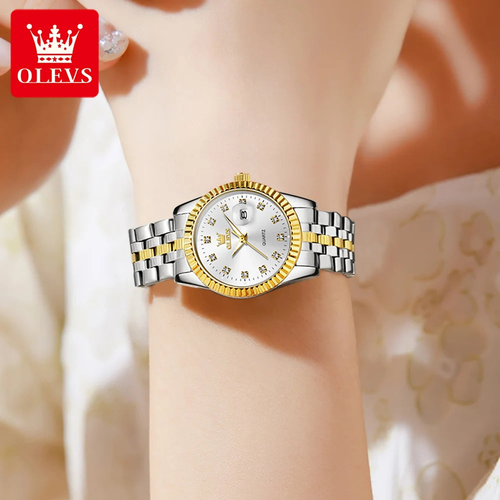 OLEVS 5526 Women Watch Diamond Scale Quartz Fashion Ladies Wrist Watches Date Waterproof Luminous Luxury Dress Watch For Women