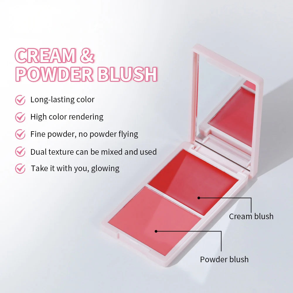 Matte Cream/powder Blush 2-in-1 Natural Moisturizing Waterproof Longlasting Shimmer Cheeks Rouge Highly Pigment Makeup Cosmetics