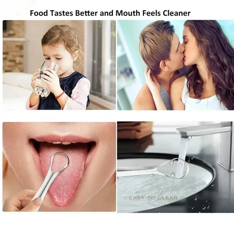Halitosis Tongue Coating Tongue Cleaner Scraper Stainless Steel Remover Tongue Coated Brush Scraping Tongue Oral Hygiene Tools