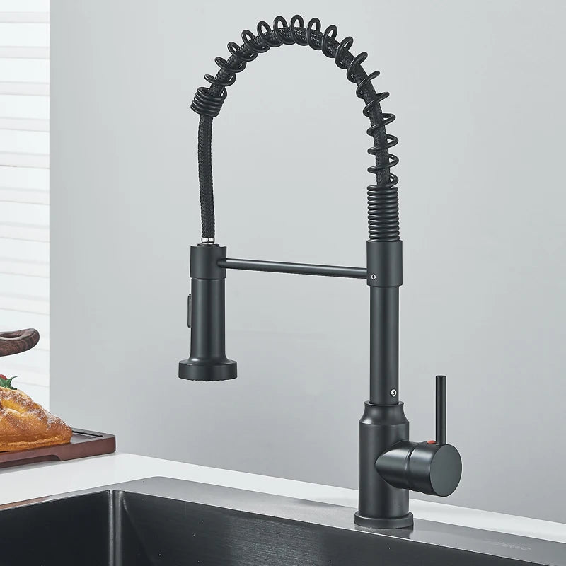 Shinesia Black Kitchen Faucet Stainless Steel Mixer Tap 360 Degree Rotation Stream Sprayer Nozzle Kitchen Sink Hot Cold Taps