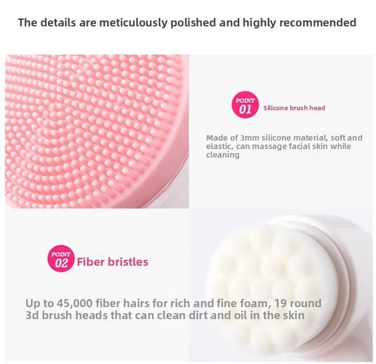 Mini Manual Facial Cleansing Brush Silicone Massage Face Brush Soft Bristles Double-Sided Handheld Cleaning Device Pore Cleaner