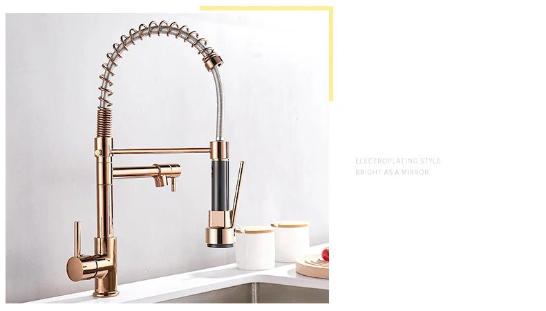 Spring Pull Down Kitchen Faucet, Hot Cold Stainless Steel Kitchen Sink Mixer Tap with Single Handle Spring Kitchen Faucets