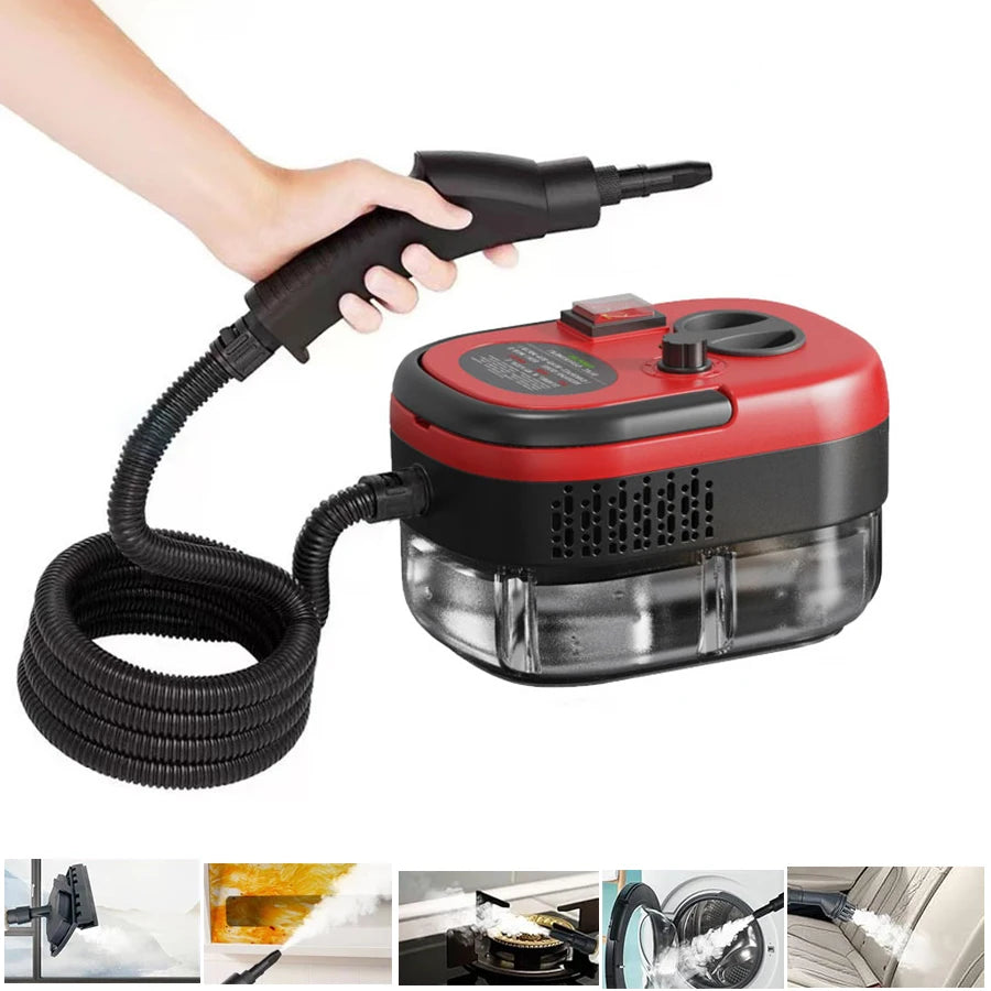 Electric Steam Cleaner 2500W High Pressure Portable Cleaning Machine with Glass Brushes, Car Seats Steam Home Use Kitchen Floors