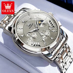 OLEVS 2892 Men Watch Original Quartz Watch Luxury Waterproof Luminous Calendar Moon Phase Chronograph Business Sports Men Watch