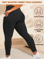 Women's High-Waisted Yoga Pants Plus Size Butt-Lifting Workout Leggings with Pockets Elastic Activewear for Gym & Running