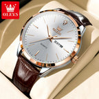 OLEVS 2935 Business Men's Watch Luxury Leisure Dual Calendar Waterproof Luminous Large Dial Watch Top Brand Men Quartz Watch