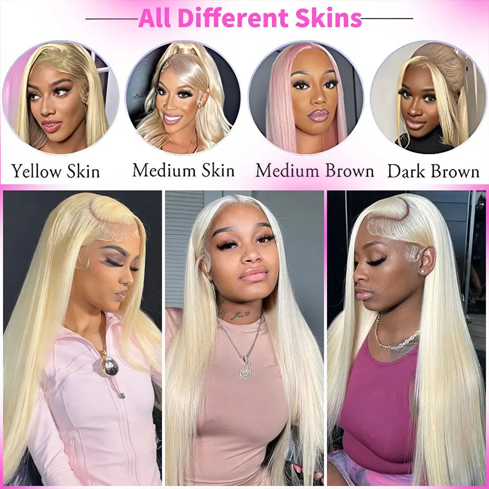 613 Blonde 13X4 13x6 Straight HD Lace Front Wigs Human Hair 200% Density Colored Lace Front  Human Hair Wigs Natural Hairline