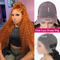 Orange Ginger #350 13X6 Lace Frontal Wigs Water Deep Wave 100% Remy Human Hair 13x4 Lace Front Wig 32inch  Pre Plucke For Women