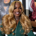 Body Wave 13x6 Honey Blonde Lace Frontal Wig Brazilian #27 Blonde Colored Human Hair Wigs For Women Pre Plucked 13X6 HD Lace Wig