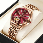 2026 New OLEVS Rose Gold Steel Women's Watches Luxury Brands Automatic Mechanical Watch For Women Fashion reloj para mujer