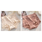 2 Pack High Waist Women Briefs Vintage Satin Silky Crotch Antibacterial Shaping Panties Tummy Control Butt Lifting Daily Panty