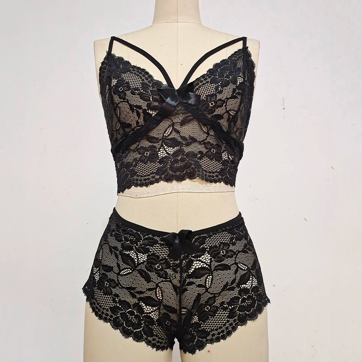 Sexy Adult Plus Size Lingerie Set Women's Push Up Corset And Thong Set Lace Floral Bralette Solid Sexy Underwear Woman LenceríA