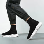 Classic Black High Top Sneakers For Men Designer Shoes Slip-on Men's Casual Sneakers Comfy Breathable Knit Women's Sports Shoes