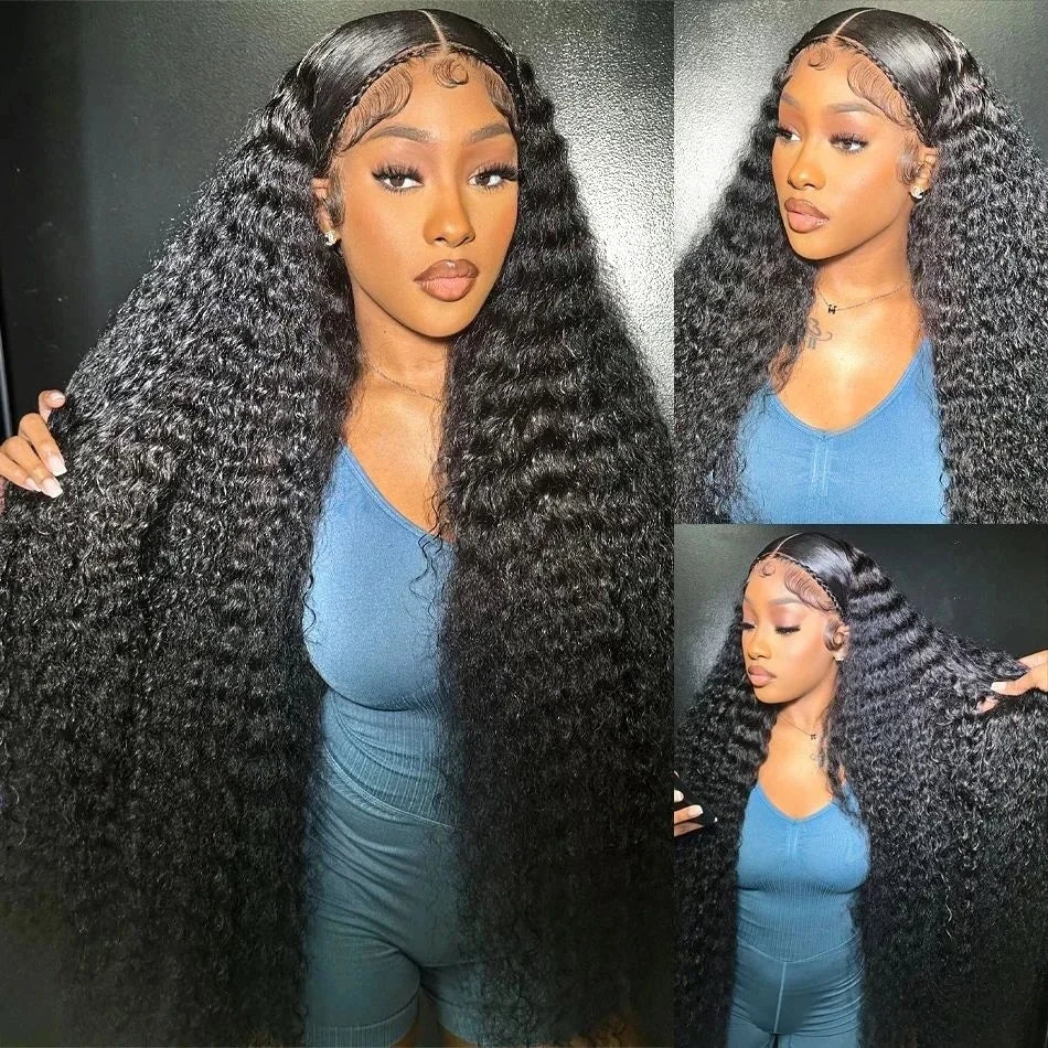 250 Density Deep Wave Loose Wig 40 Inch Hd Transparent Brazilian Curly 13x4 13x6 Pre Plucked Lace Front Wig Human Hair For Women