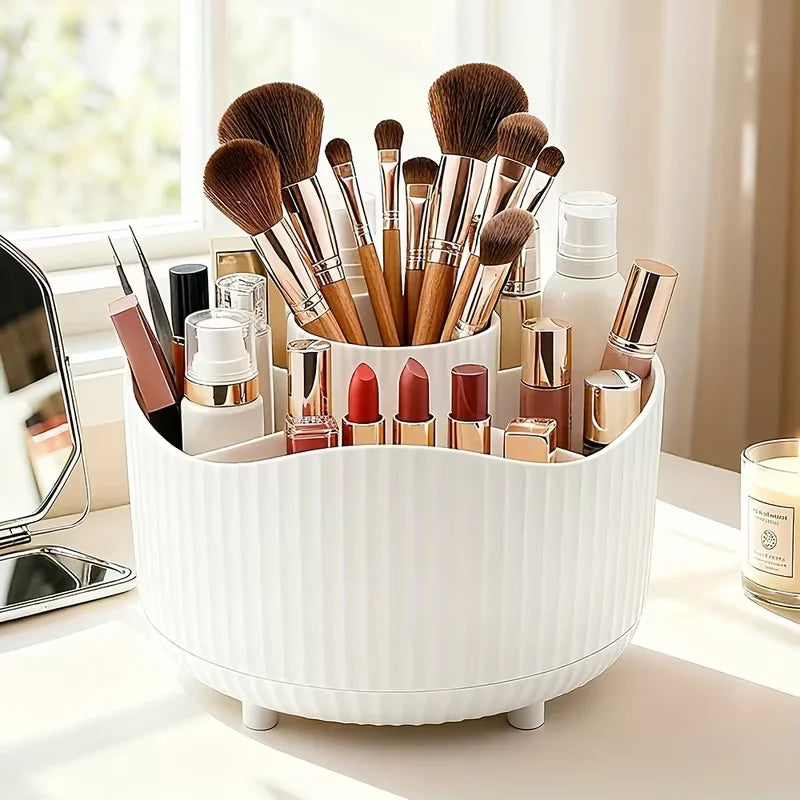 360° Rotating Makeup Organizer Multi-Functional Holder for Brushes, Lipsticks, Skin Care Products, and Stationery - Durable