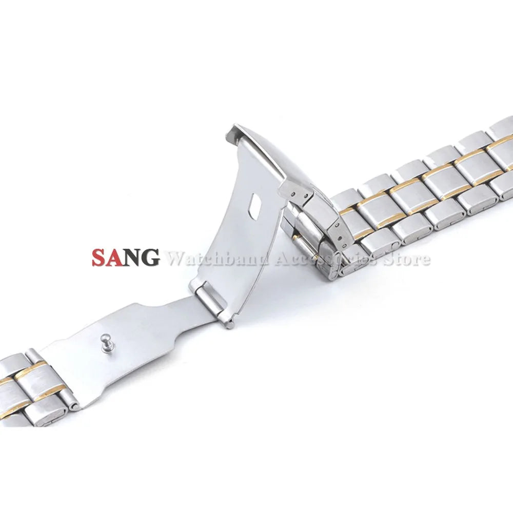 Curved End Watchband Men Women Metal Bracelets 20mm 22mm Stainless Steel Sport Strap Universal Replacement Wristband Accessories