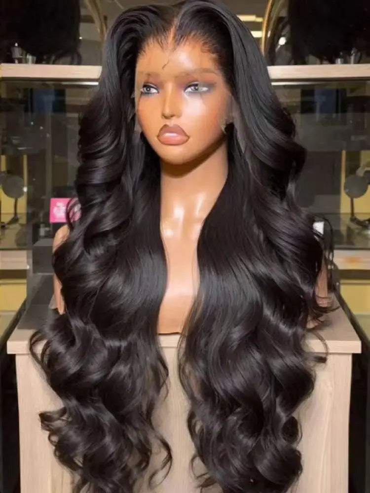 40 42 Inches Silky Smooth Natural Black Body Wave Virgin Lace Wig 16 To 42 Inches 13x6 Wide HD Lace Front 13x4 Daily Lace 250 Density Pre Plucked Undetectable Hairline