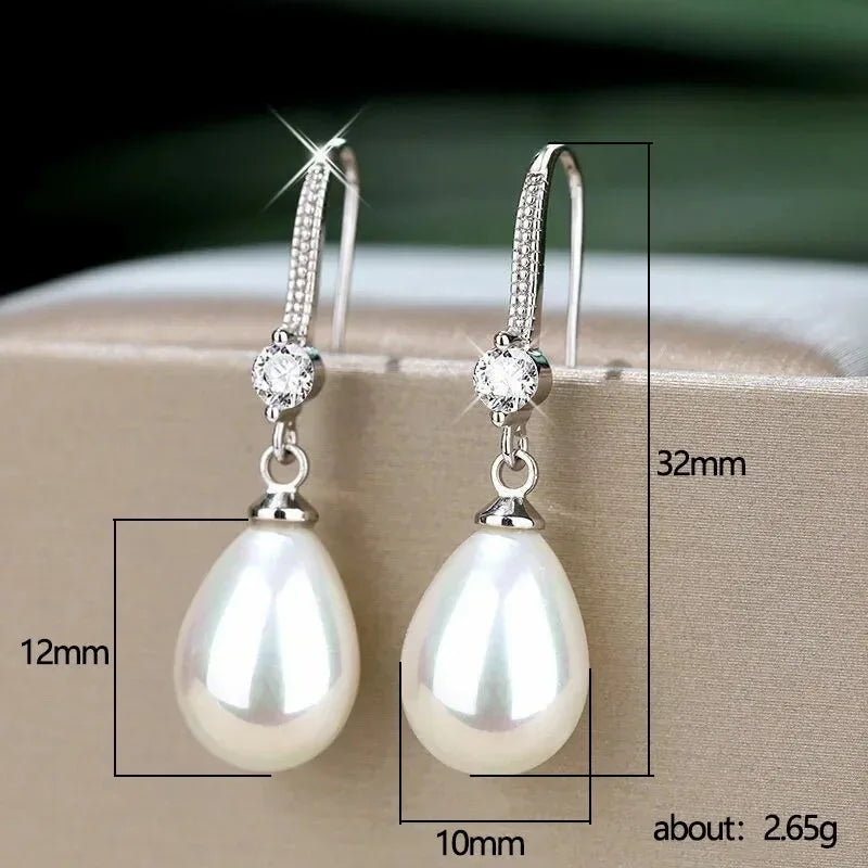 Freshwater Pearl Drop Earrings for Female, Simple Water Drop Shape, Exquisite High-end Simulation, Temperament, New