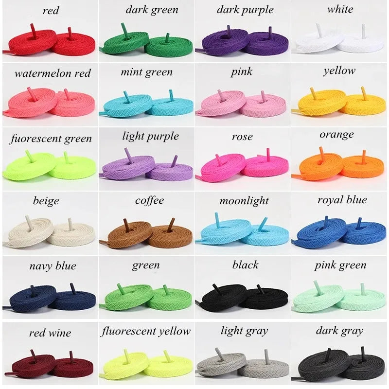 1Pair Flat Shoelaces Classic Shoe Laces Fashion Solid Sports Shoelace length 100/120/140/160/180cm Shoe Accessories